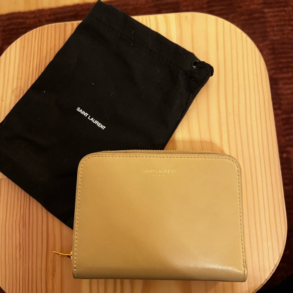 YSL Beige Leather Bifold Wallet